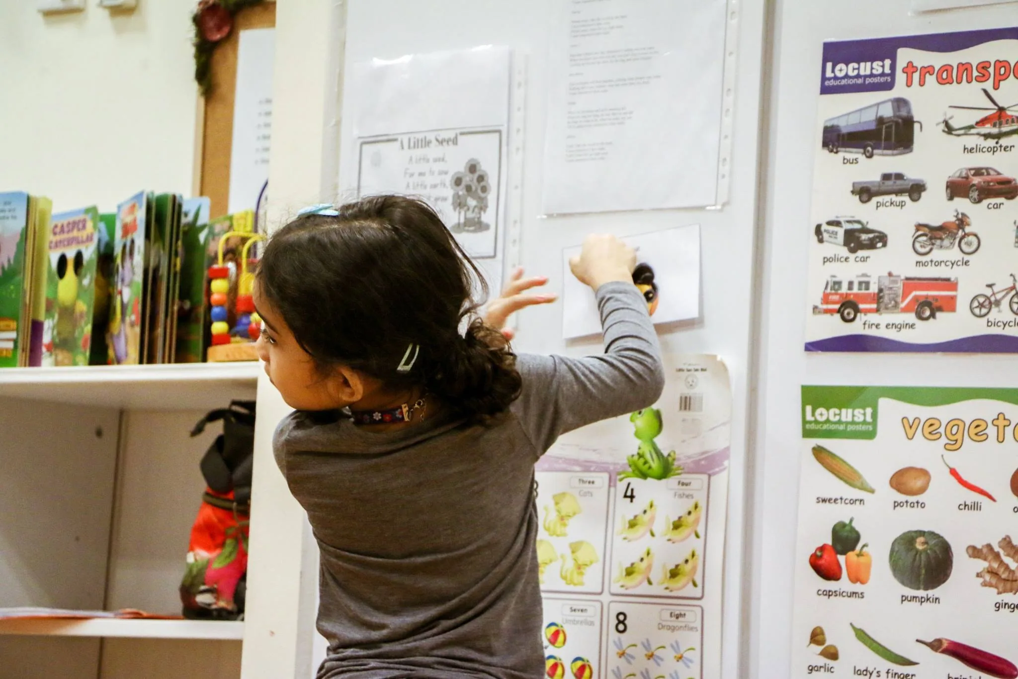 Children in a playful French class activity